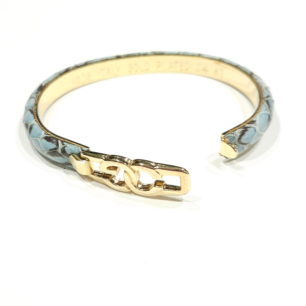 ❤️ 2/$30 Casini & Gori Vintage Snakeskin Bracelet 24KT Gold Plated Made in Italy - Picture 2 of 16